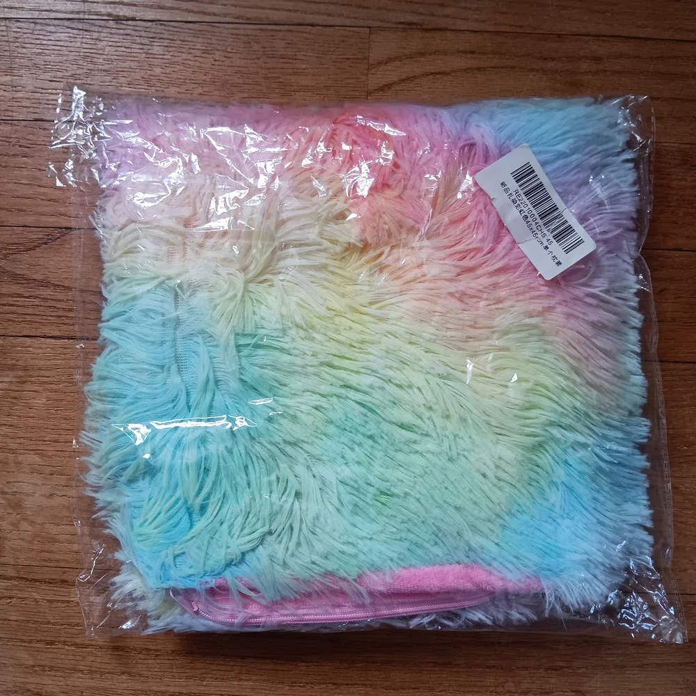 Colorful Tie-Dye Faux Fur Throw Pillow Cover